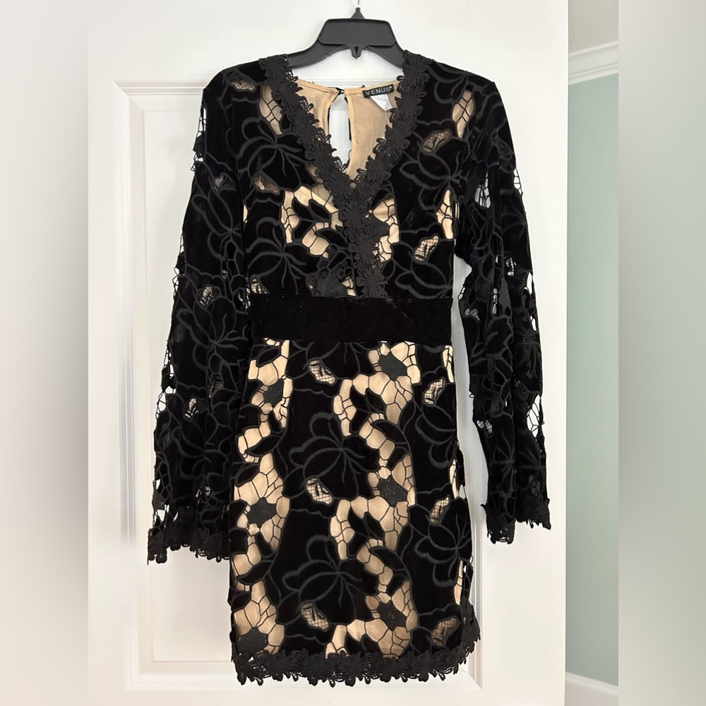 Black velvet lace dress